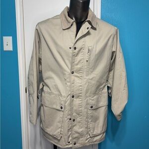 Banana Republic Tan Trench Coat Utility Jacket Classic Safari Design Medium GUC